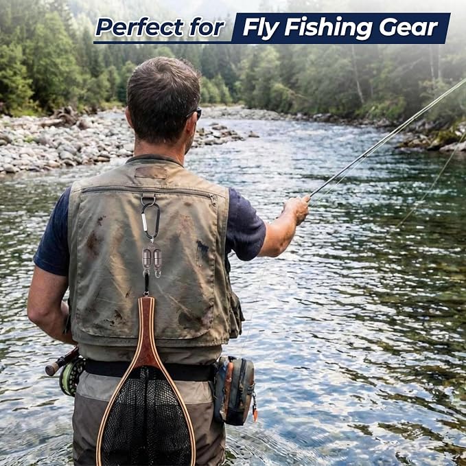 Twin Magnetic Quick Release Keychain with Carabiners, Detachable Keychain for Fly Fishing,Backpack,Outdoor