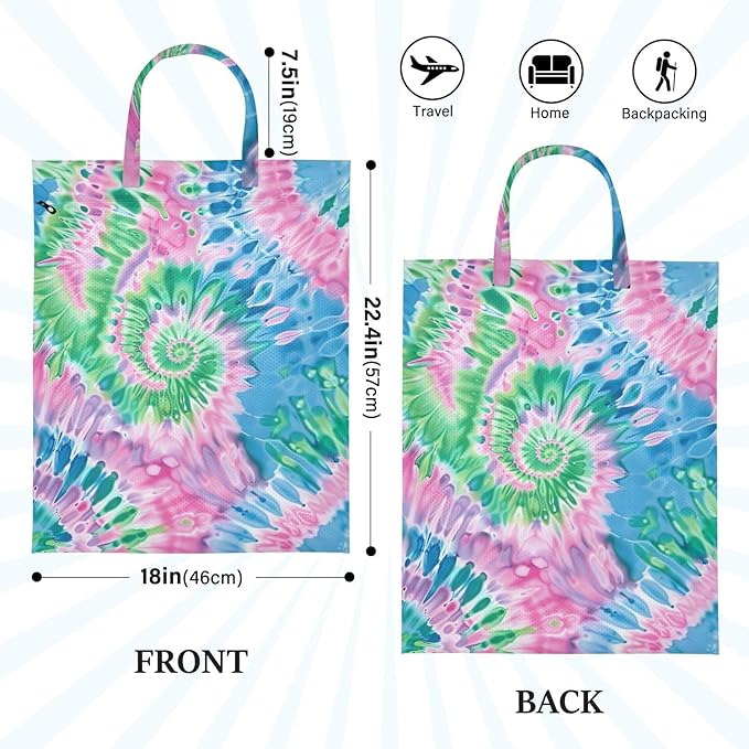 Travel Laundry Bags 2 PC Wet Dry Bag with Handle Dirty Clothes Organizer for Swimsuits Beach Camping Waterproof Washable Tie Dye Blue Green Pink
