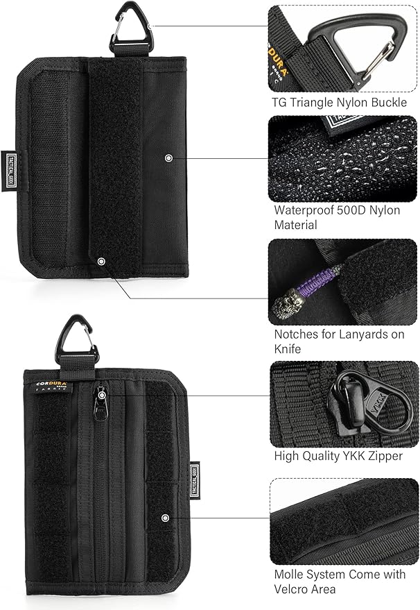TACTICAL GEEK Storage A2 L Pouch Organizer, Nylon Handheld Wallet, Multi-Purpose EDC Storage Pocket, Multitools Pocket Organizer for Men, Compact Gadget Pouch for Daily Carry Black