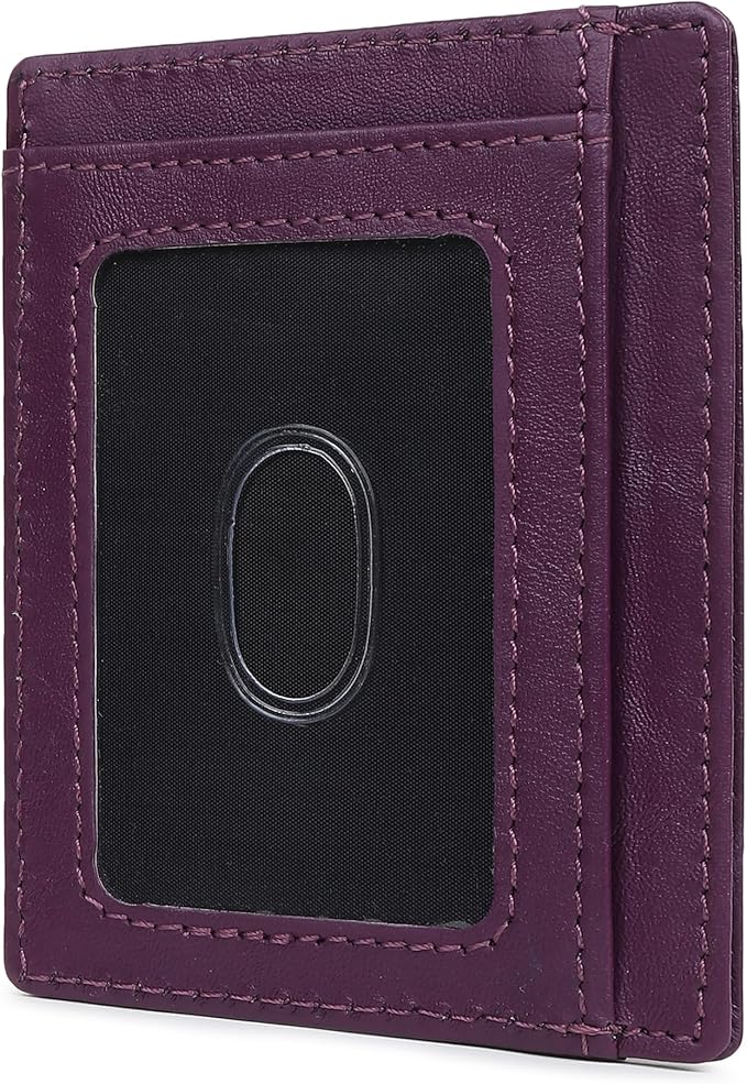 Ultra Slim Leather Wallet Just 0.12 Thick, 6 Card Slots, RFID Blocking, Soft, Durable, Minimalist Genuine Leather, Credit Card Holder for Men & Women Great Gift