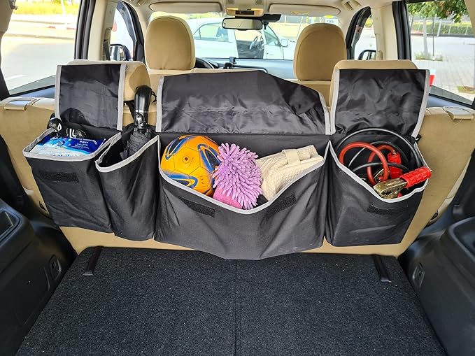 YoGi Prime Trunk Organizer for Suv | Hanging Trunk Organizer, Cars Trunk Organizers | Waterproof, 4 Pocket Backseat Storage Solution | Easy Install, Durable and Versatile