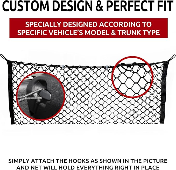 Back Seat Envelope Style Automotive Elastic Trunk Mesh Cargo Net for Lexus UX F Sport Luxury 2019-2024 - Premium Trunk Organizer and Storage - Luggage Net for Crossover - Best Car Organizer