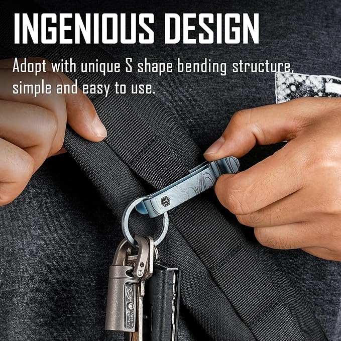 KeyUnity KM00 Titanium Belt Loop Keychain Clip Double Side Quick Release Key Holder with Detachable Key Ring