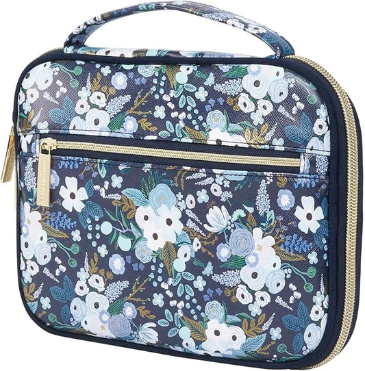 Rifle Paper Co. Electronic Organizer Travel Case - Portable Tech Pouch w/Multiple Storage Mesh Pockets for Cable, Cord, Charger, Power Bank, AirPods - Airplane Travel Essentials Bag -Garden Party Blue
