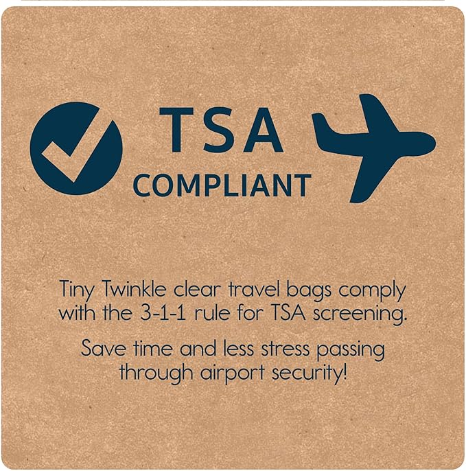 Tiny Twinkle Diaper Bag Organizing Pouches|3 Pack Mess-Proof Clear Front Travel Organizer Bags&TSA Approved Toiletry Bag Set for Baby and Mom Essentials