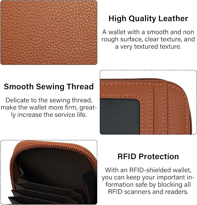 DKER Genuine Leather Mini Credit Card Case Organizer Compact Wallet with ID Window for Men And Women - 2 Pack Black+Brown