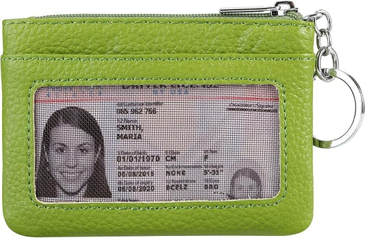 Women Genuine Leather Keychain Zipper Change Wallet Small Mini Pocket Size Coin Purse