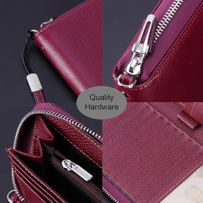 Lavemi Small Compact Women Wallet RFID Blocking Genuine Leather Bifold Purse with ID Windows