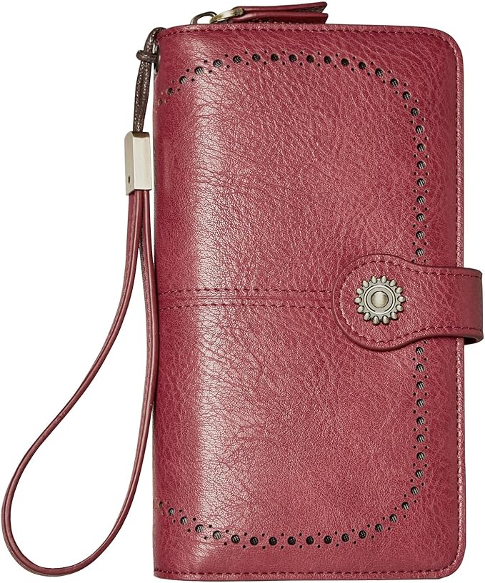TFKGS Wallet for Women RFID Blocking Leather Large Capacity Card Holder Ladies Phone Clutch Travel Long Purse Wristlet | RFID Blocking, Leather, Large Capacity, Ladies, Travel