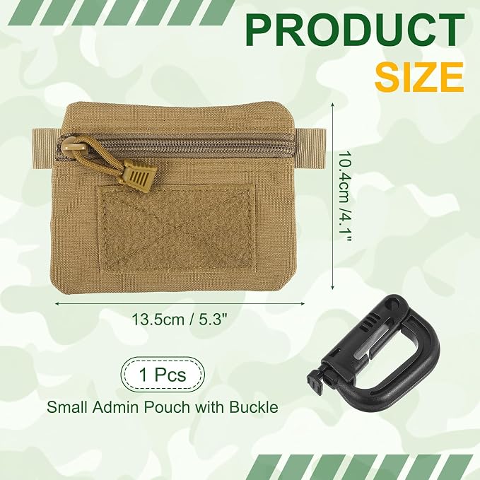 Small Admin Pouch, Nylon Zipper Pouch Storage Pocket with Hook and Loop Compact Camping Gear Organizer