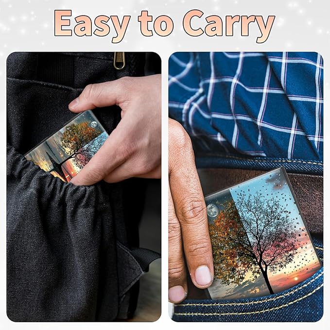 Slim Credit Card Holder, Day and Night Art Tree RFID Blocking Metal Wallet for Men & Women, Aluminum Minimalist Hard Case Pocket-Sized Business Cards Organizer (Fits Up to 10 Cards)