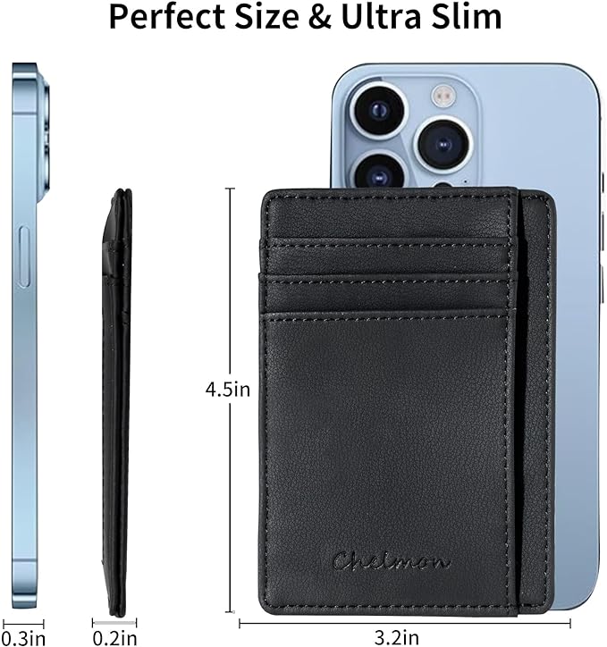 Chelmon Slim Wallet for Men, Minimalist Front Pocket RFID Blocking Credit Card Holder