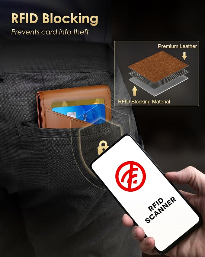 QLD 2026 Wallet for Men - RFID Blocking [Functional & Practical] Bifold Slim Minimalist Credit Card Holder Pop Up Wallet Metal Case with Cash Slot, Front Pocket with ID Window, Gift Boxed