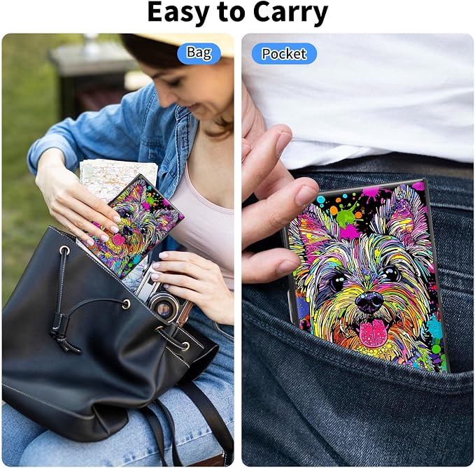 Metal Wallet,Credit Card Holder for Women Men,RFID Blocking Card Holder Wallet Mini Slim Aluminum Wallet ID Case Hard Card Case Business Card Holder Case,Cute Colorful Dog