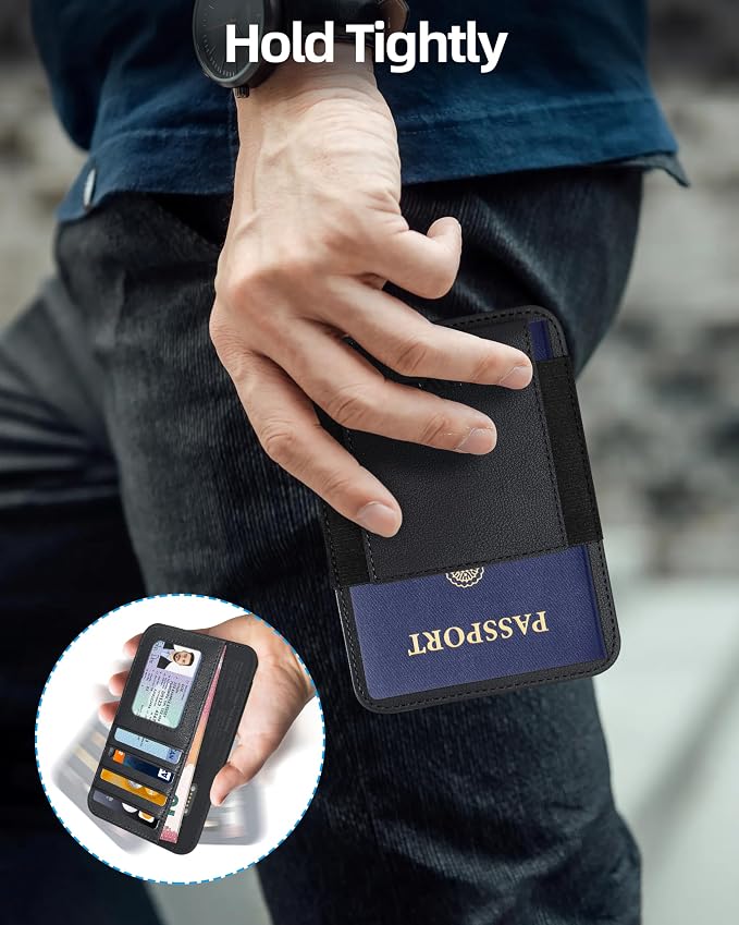 Passport Holder with Find My, RFID Leather Minimalist for Travel, Fit 4 Cards & 2 Passport