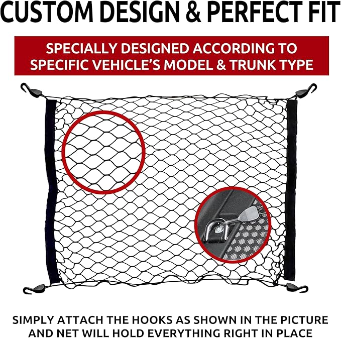 Floor Style Automotive Elastic Trunk Mesh Cargo Net for Land Rover Defender 2020-2025- Premium Trunk Organizers and Storage - Luggage Net for SUV - Best Car Organizer for Land Rover Defender