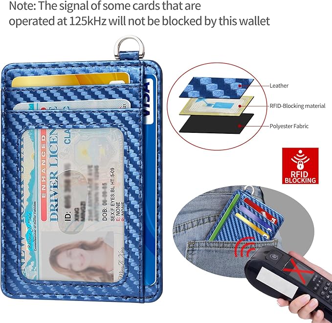 EcoVision Slim Minimalist Front Pocket Wallet, RFID Blocking Credit Card Holder Wallet with Detachable D-Shackle for Men Women