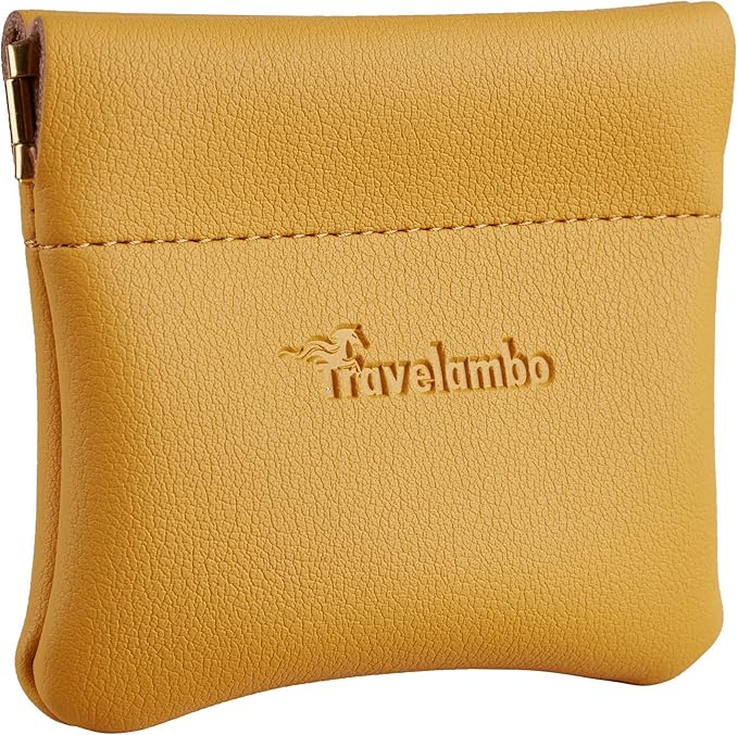 Travelambo Leather Squeeze Coin Purse Pouch Change Holder For Men & Women