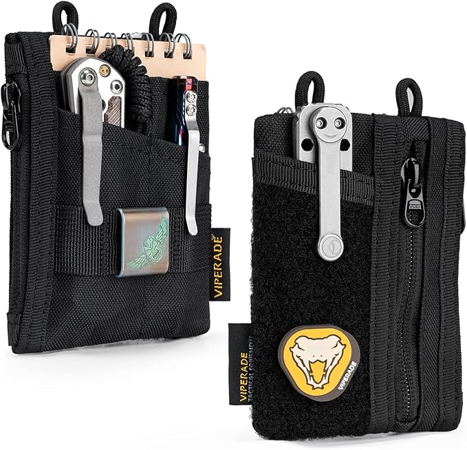 VIPERADE VE18-S Small EDC Pouch, Mini EDC Pocket Organizer for Men, EDC Pocket Organizer, 3 Slots with 2 Zipper Pockets Multitool Pouch