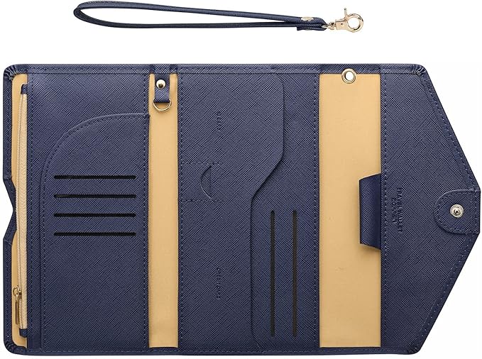 ZOPPEN Passport Holder Women Travel Wallet (Ver.5) for Women Rfid Blocking Passport Cover Case Document Organizer Wrist Strap