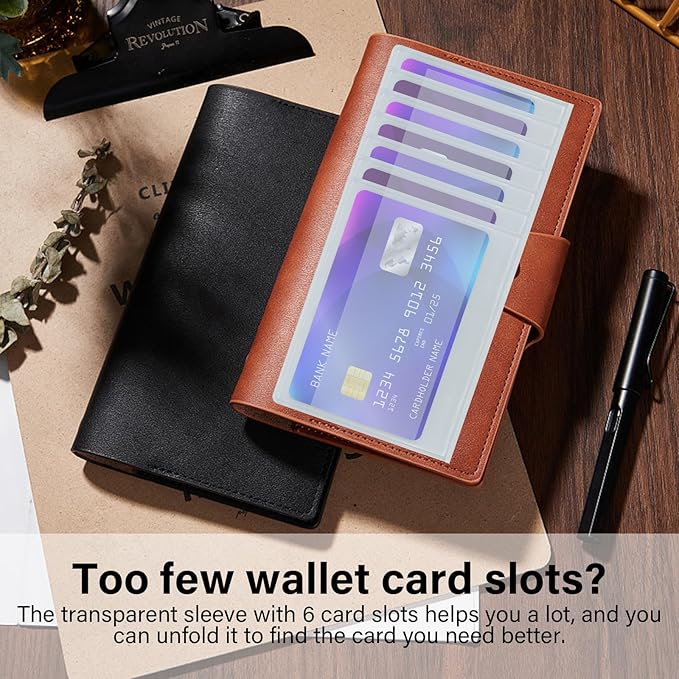 6 Card Slots Transparent Wallet Insert For Credit Card Set of 4, Men and Women Credit Holder Insert for Work and Travel Waterproof and Portable