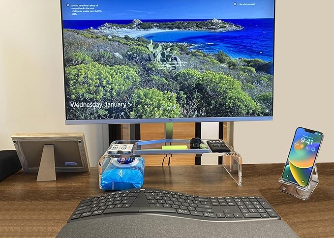 Acrylic Monitor Stand Riser Anti-Cat Laptop Cover Protector, Crystal Clear Laptop Stand, 16 inch Computer Monitor Riser for Home Office