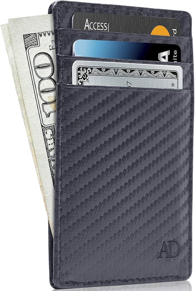 Access Denied Slim Minimalist Wallets For Men & Women - Leather Front Pocket Thin Mens Wallet RFID Credit Card Holder Gifts For Men