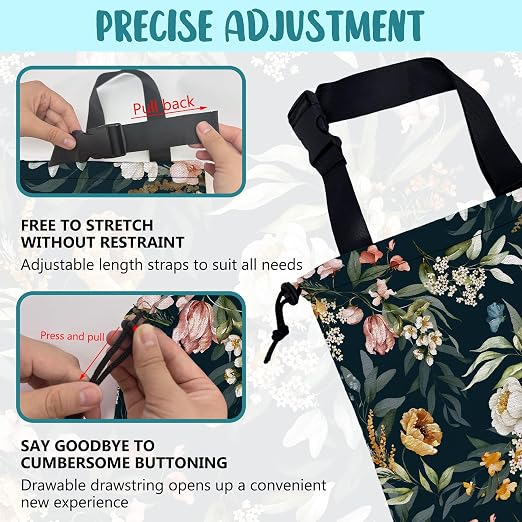Car Garbage Bag Watercolor Floral Branches Hanging Canvas Car Trash Bag Waterproof Drawstring Car Back Seat Organizer for Car Back Front Seat Console with Adjustable Buckle