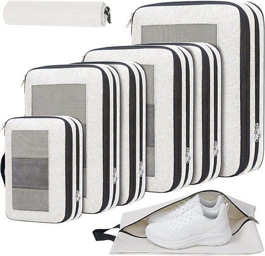 Compression Packing Cubes for Travel, Lightweight Vacation Travel Essentials, Travel Accessories for Suitcase Organizer Bags Set, Durable Luggage Organizer