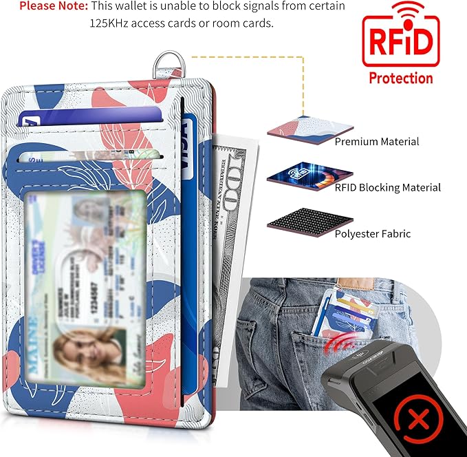 Mayski Slim Wallet, Credit Card Holder for Women, Minimalist Front Pocket RFID Blocking Card Cases, Small Wallet Women Men(Leaves1)
