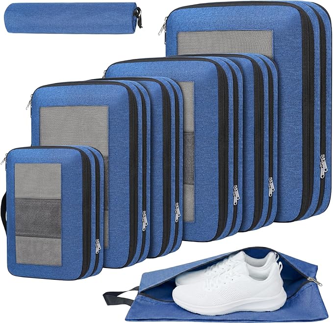 Compression Packing Cubes for Travel, Lightweight Vacation Travel Essentials, Travel Accessories for Suitcase Organizer Bags Set, Durable Luggage Organizer