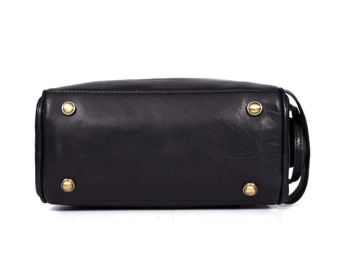 10" Premium Leather Toiletry Travel Pouch With Waterproof Lining | King-Size Handcrafted Vintage Dopp Kit By Aaron Leather Goods (Carob)