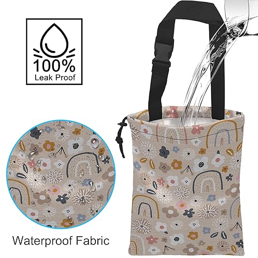 Car Trash Bag Hanging Creative Floral Rainbows Car Trash Can Waterproof Garbage Bag Hanging for Car Back Seat