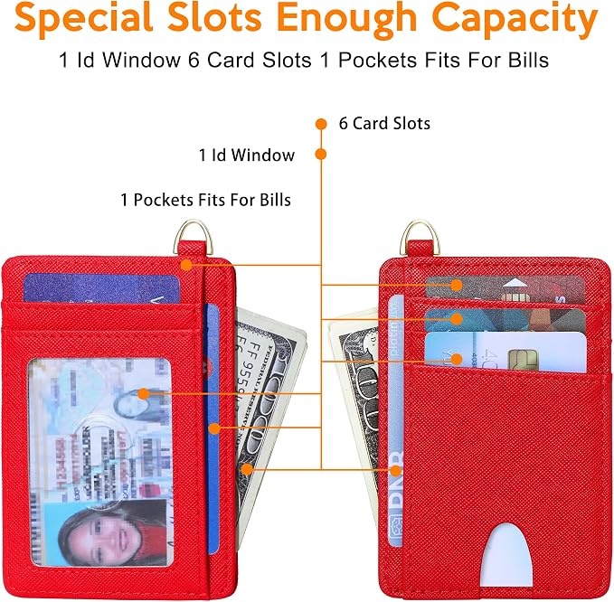 Badiya Credit Card Holder Slim Minimalist Wallet, Front Pocket Purse RFID Blocking Wallet Compact Card Case with ID Window for Women & Men