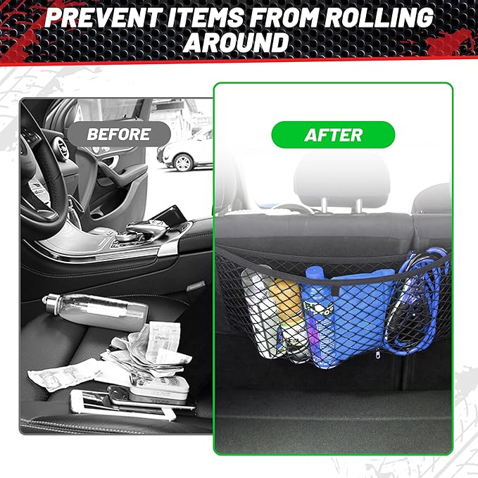 RED WOLF Universal Cargo Net Pocket Elastic Netting Car Mesh Pouch for Trunk RV Boats Home Cargo Storage with Screws and Hooks (21.7'' x 9.8'')