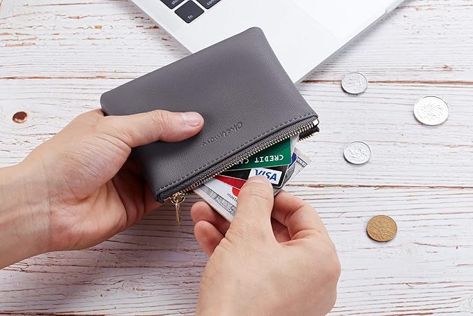Chelmon Vegan Leather Coin Purse Pouch Change Purse With Zipper For Men Women