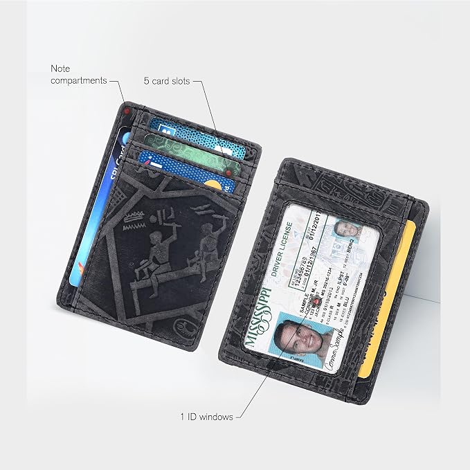 Oak Leathers Leather Slim Minimalist Wallet for Men & Women RFID Front Pocket Leather Card Holder Wallets (Egyptian Blue)