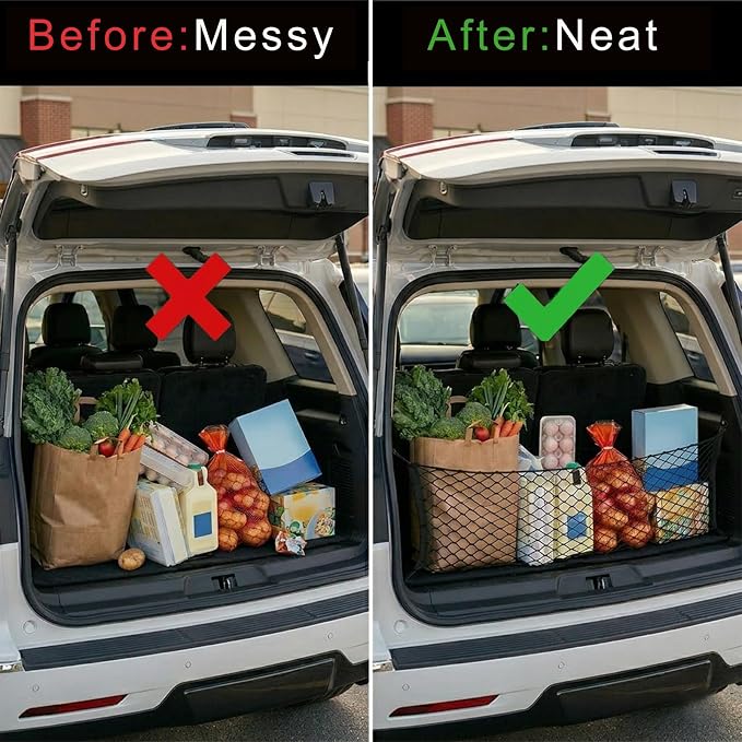 Truck Cargo Net Nylon Universal Heavy Duty Truck Storage Mesh Pouch | Pickup Cargo Organizer Trunk Mesh Cargo Net (43x15.7 Inch)