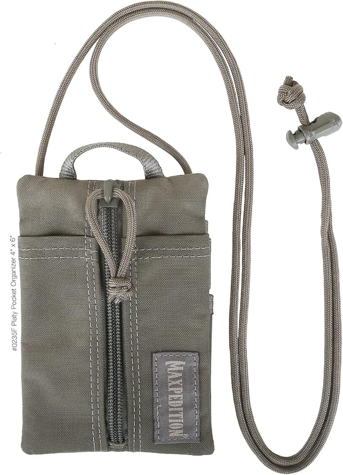 MAXPEDITION Platy Pocket Organizer, Durable EDC Tool Pouch for Men, Neck Wallet with Paracord Lanyard, Holds Flashlight, Multitool, Pen, Notebook