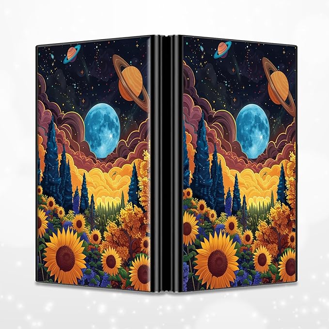 Slim Credit Card Holder, Starry Sunflowers Cosmic Planet RFID Blocking Metal Wallet for Men & Women, Aluminum Minimalist Hard Case Pocket-Sized Business Cards Organizer (Fits Up to 10 Cards)