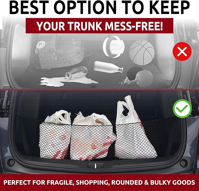 Envelope Style Automotive Elastic Trunk Cargo Net for Honda CR V 2017-2022- Premium Trunk Organizer and Storage - Luggage Net for Crossover - Not Suitable for Hybrid