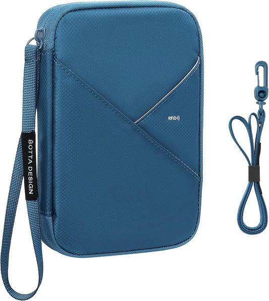 Veki Passport Holder for Travel Women Family, Passport Wallet Bag, RFID Travel Document Organizer, Waterproof Passport Holder for Men, Portable Case for Cards, Cash, Tickets, ID (Navy Blue, M)