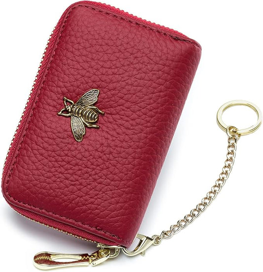 imeetu RFID Credit Card Holder, Small Leather Zipper Card Case Wallet for Women