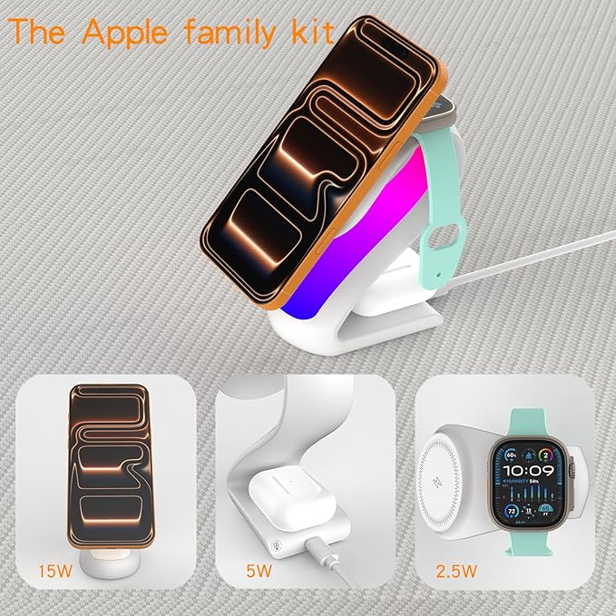 4-in-1 Wireless Charging Station for Apple Magsafe Charger Stand,Fast Magnetic Wireless Charger Station for iPhone 17 Air 16 15 14 13 12 Series,Airpods Pro,Apple Watch Ultra