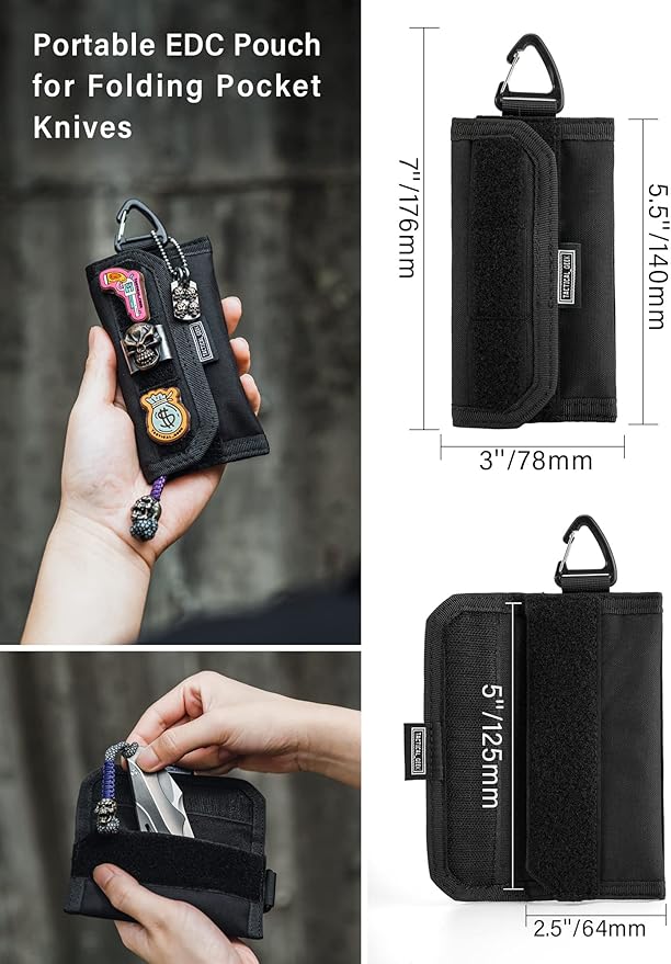 TACTICAL GEEK Storage A2 M EDC Pouch Organizer, Nylon Coin Purse, Multi-Purpose EDC Storage Pocket, Multitools Small Pocket Organizer for Men, Compact Gadget Pouch for Daily Carry Black