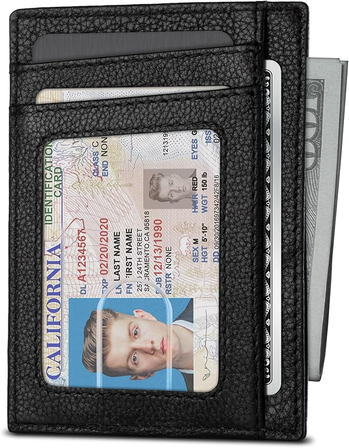 SERMAN BRANDS RFID Blocking Slim Minimalist Mens Front Pocket Wallet. Thin Card Holder. Full Grain Leather Wallets for Men
