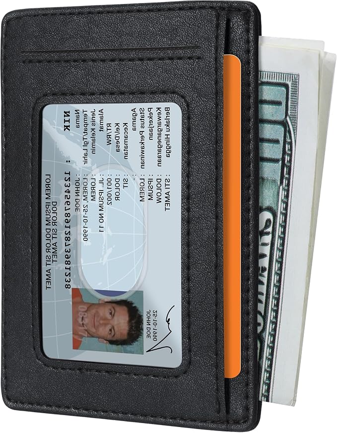 Travelambo Slim Minimalist Wallet for Men, RFID Blocking Credit Card Holder, Front Pocket ID Card Case, Gifts for Men, Husband, Boyfriend, Teenage