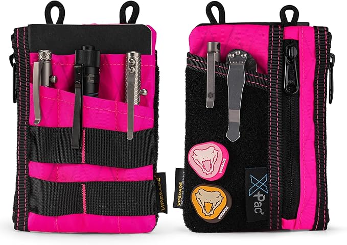 VIPERADE VE16 Pocket Organizer, EDC Pouch for Men, 7 Pockets EDC Pocket Organizer EDC Pouch for Everyday Carry, Multitool Pocket Pouch Wallet for EDC Gears, Pocket Pouch for Men (XPAC-Hot Pink)