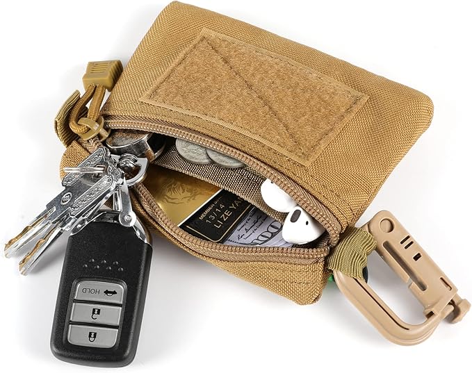 FRTKK 2 Pack Tactical Compact EDC Pouches Military Molle Utility Pouch Accessories Organizer Pouch Coin Purse Keychain Pocket Credit Card Holder Waist Pack