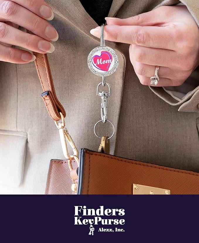 Women’s Bag Charm Key Finder, Car Keychain Hook, Cute Purse Organizer & Tote Bag Accessories, Gifts for Mom - Bling